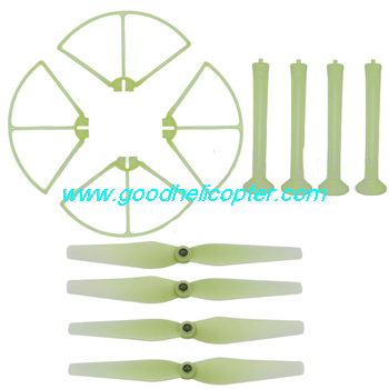 SYMA-X8-X8C-X8W-X8G Quad Copter parts Blades + Undercarriage + Protection cover (Green fluorescence color)